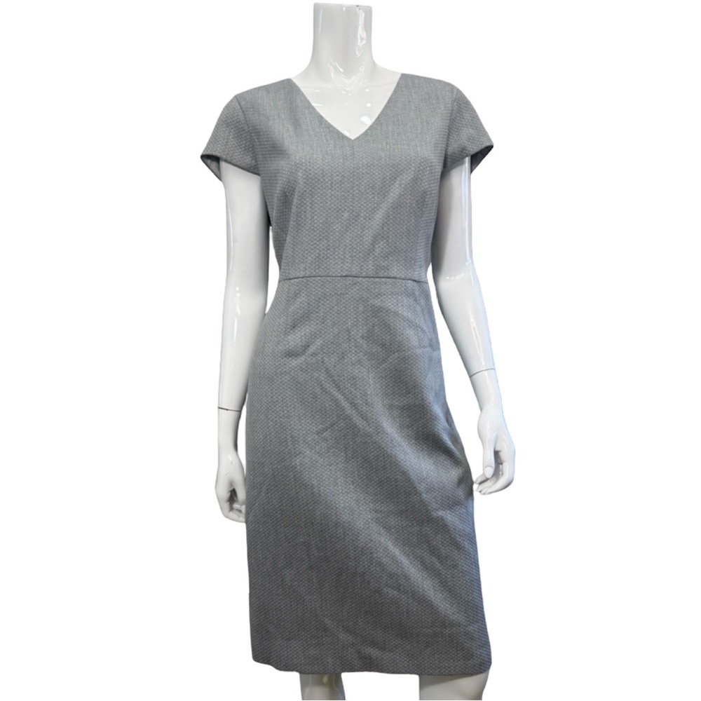 Ted Baker London Gray Textured Midi Dress V Neck Tailored 3